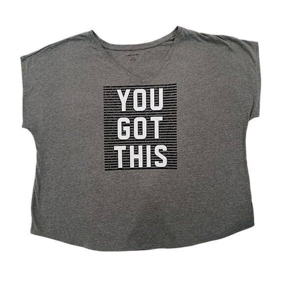 Lane Bryant Glam T-SHIRT Curvy Plus Sz 22 24 Gray YOU GOT THIS Sparkle Dazzle - Picture 5 of 16